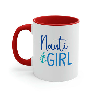 Nauti Girl Ceramic Beach Coffee Mug, 5 Colors New England Trading Co Red